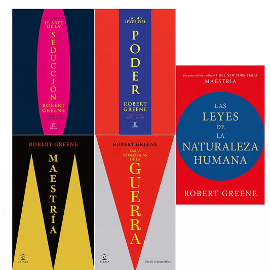 Set de 5 Libros Robert Greene | 48 Leyes del poder, Arte de la seduccion, Maestría y más